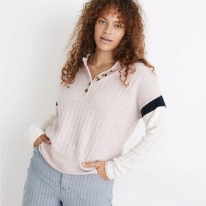 Madewell Striped Bowden Henley Sweater in Coziest Yarn medium